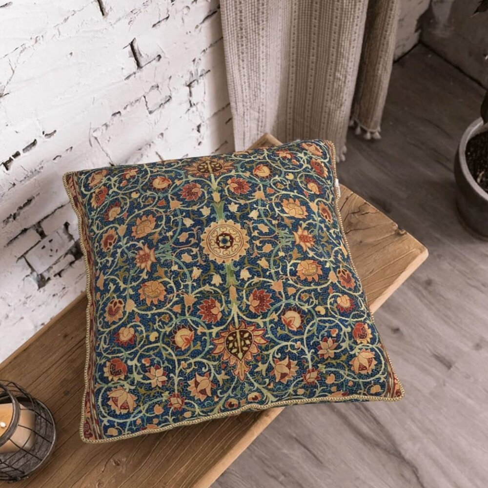 Vintage Floral Velvet Decorative Velvet Throw Pillow Cover 18x18 In…